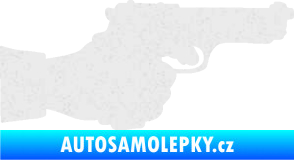 Samolepka Ruka s pistolí 001 pravá ruce vzhůru Ultra Metalic bílá
