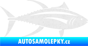Samolepka Ryba 013 pravá tuňák Ultra Metalic bílá