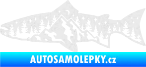 Samolepka Ryba 021 levá noční rybaření Ultra Metalic bílá