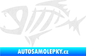 Samolepka Ryba kostra  007 levá Ultra Metalic bílá