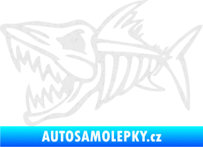 Samolepka Ryba kostra 002 levá Ultra Metalic bílá