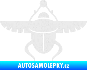 Samolepka Skarab - brouk vruboun 001 egyptský symbol Ultra Metalic bílá