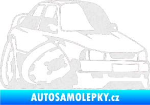 Samolepka Škoda 130 karikatura pravá Ultra Metalic bílá