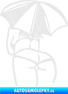 Samolepka Slečna s deštníkem levá Ultra Metalic bílá