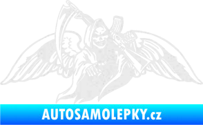 Samolepka Smrtka 016 pravá s křídly a kosou Ultra Metalic bílá