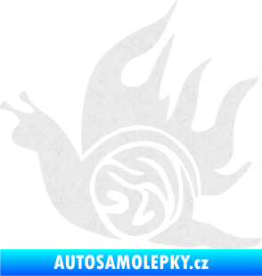Samolepka Šnek s plameny levá Ultra Metalic bílá