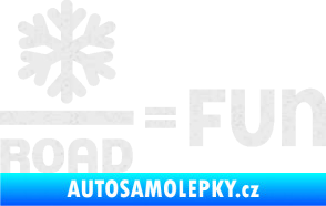Samolepka Snow road fun nápis s vločkou Ultra Metalic bílá