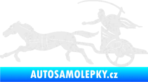 Samolepka Sparťanský bojovník 001 levá bojový vůz s koněm Ultra Metalic bílá