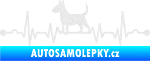 Samolepka Srdeční tep 008 levá pes bulteriér Ultra Metalic bílá