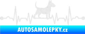 Samolepka Srdeční tep 008 pravá pes bulteriér Ultra Metalic bílá