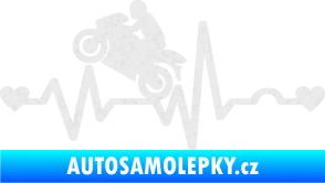 Samolepka Srdeční tep 013 levá motorkář Ultra Metalic bílá