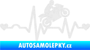 Samolepka Srdeční tep 013 pravá motorkář Ultra Metalic bílá