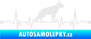 Samolepka Srdeční tep 014 pravá německý ovčák Ultra Metalic bílá