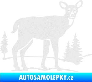 Samolepka Srna 002 pravá s krajinou Ultra Metalic bílá