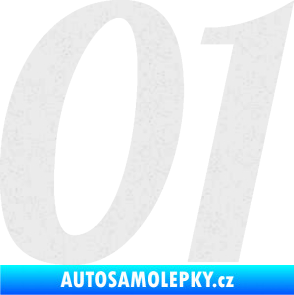 Samolepka Startovní číslo 01 typ 3 Ultra Metalic bílá