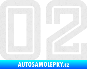 Samolepka Startovní číslo 02 typ 7 Ultra Metalic bílá
