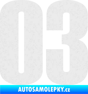 Samolepka Startovní číslo 03 typ 2   Ultra Metalic bílá