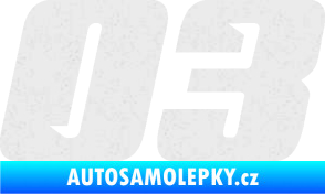 Samolepka Startovní číslo 03 typ 6 Ultra Metalic bílá