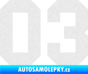Samolepka Startovní číslo 03 Ultra Metalic bílá