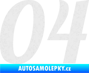 Samolepka Startovní číslo 04 typ 3 Ultra Metalic bílá