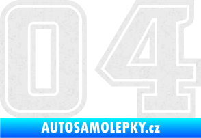 Samolepka Startovní číslo 04 typ 5 Ultra Metalic bílá