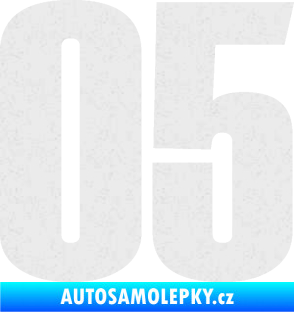 Samolepka Startovní číslo 05 typ 2 Ultra Metalic bílá