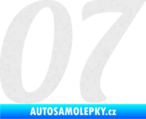 Samolepka Startovní číslo 07 typ 3 Ultra Metalic bílá