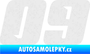 Samolepka Startovní číslo 09 typ 6 Ultra Metalic bílá