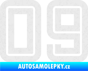 Samolepka Startovní číslo 09 typ 7 Ultra Metalic bílá