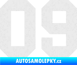 Samolepka Startovní číslo 09 Ultra Metalic bílá