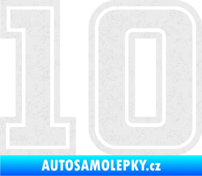 Samolepka Startovní číslo 10 typ 5 Ultra Metalic bílá