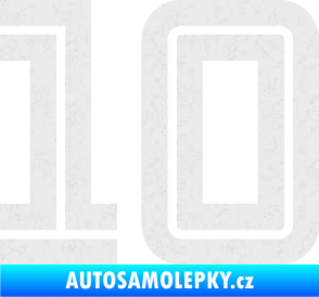 Samolepka Startovní číslo 10 typ 7 Ultra Metalic bílá
