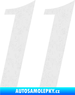Samolepka Startovní číslo 11 typ 3   Ultra Metalic bílá