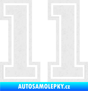 Samolepka Startovní číslo 11 typ 5 Ultra Metalic bílá