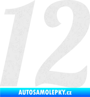 Samolepka Startovní číslo 12 typ 3    Ultra Metalic bílá
