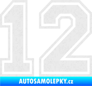 Samolepka Startovní číslo 12 typ 4 Ultra Metalic bílá