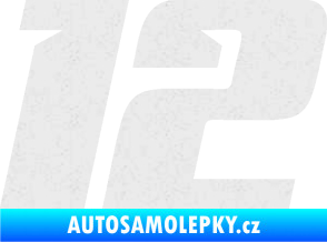Samolepka Startovní číslo 12 typ 6 Ultra Metalic bílá