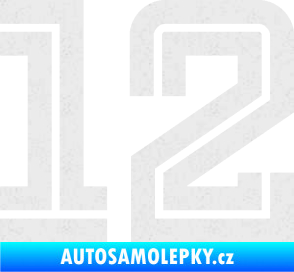 Samolepka Startovní číslo 12 typ 7 Ultra Metalic bílá