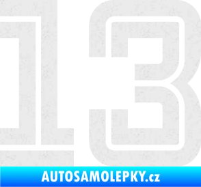 Samolepka Startovní číslo 13 typ 7 Ultra Metalic bílá