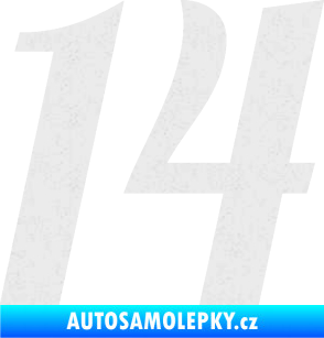 Samolepka Startovní číslo 14 typ 3      Ultra Metalic bílá