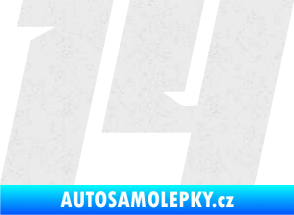 Samolepka Startovní číslo 14 typ 6 Ultra Metalic bílá