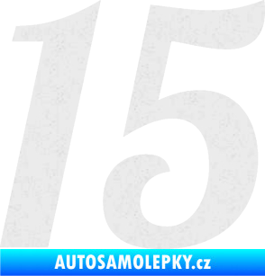 Samolepka Startovní číslo 15 typ 3      Ultra Metalic bílá