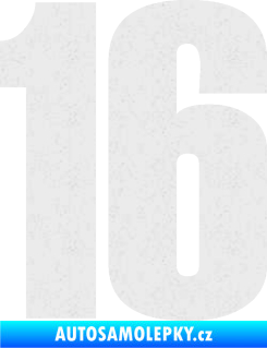Samolepka Startovní číslo 16 typ 2   Ultra Metalic bílá