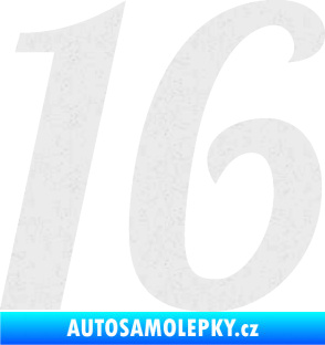 Samolepka Startovní číslo 16 typ 3       Ultra Metalic bílá