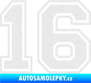 Samolepka Startovní číslo 16 typ 4 Ultra Metalic bílá