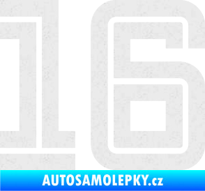 Samolepka Startovní číslo 16 typ 7 Ultra Metalic bílá