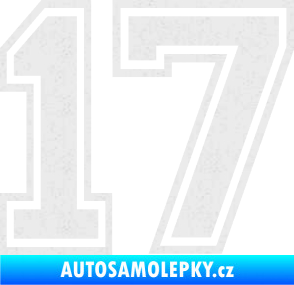 Samolepka Startovní číslo 17 typ 4 Ultra Metalic bílá
