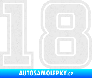 Samolepka Startovní číslo 18 typ 5 Ultra Metalic bílá