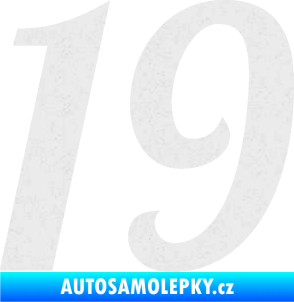 Samolepka Startovní číslo 19 typ 3          Ultra Metalic bílá