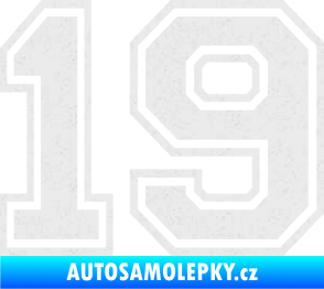 Samolepka Startovní číslo 19 typ 4 Ultra Metalic bílá